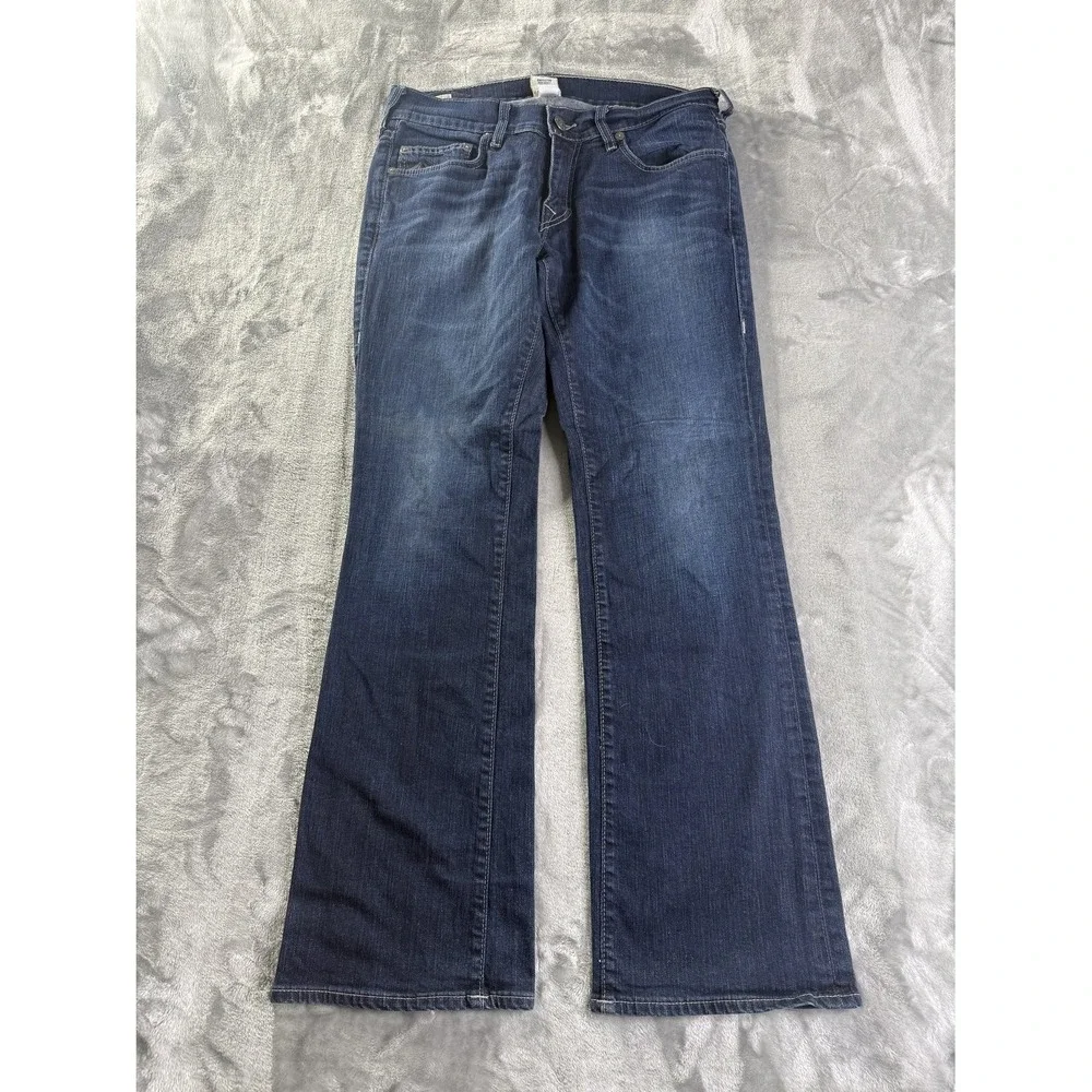 True Religion Danny Men's Jeans 34x31 Bootcut Blue Contrast Stitch CA30427 USA